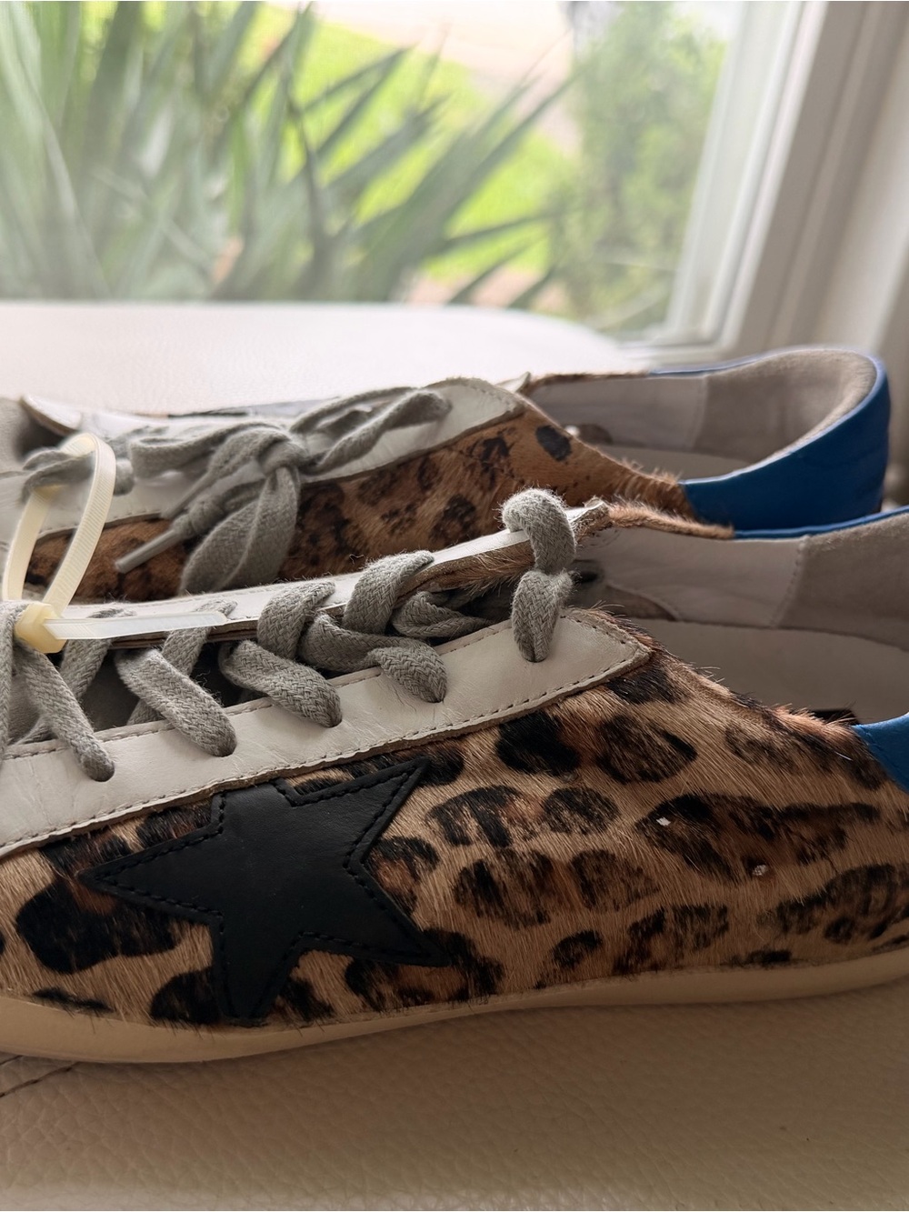 Golden Goode Leopard Print Star Sneakers in Brown and Black